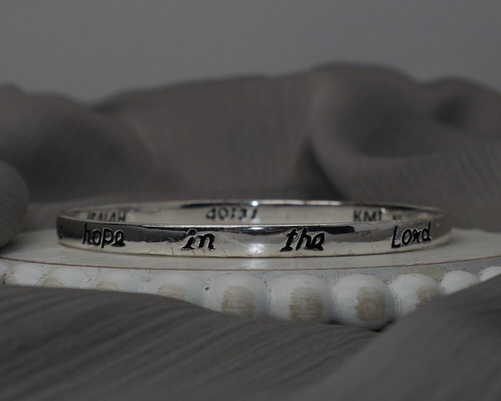 KMI Sterling Silver Hope In The Lord Bangle Bracelet 17.6G / 7in